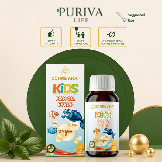 Puriva Life Kids Omega-3 Fish Oil Syrup – DHA & EPA Brain Supplement for Children